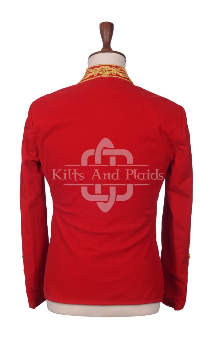 Red Wool Gold Braided Royal Military Officer Jacket