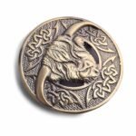 Scottish Highland Cow Kilt Antique Brass Brooch