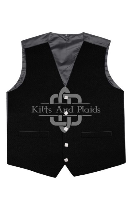 Solid Black Tartan Argyll Vest