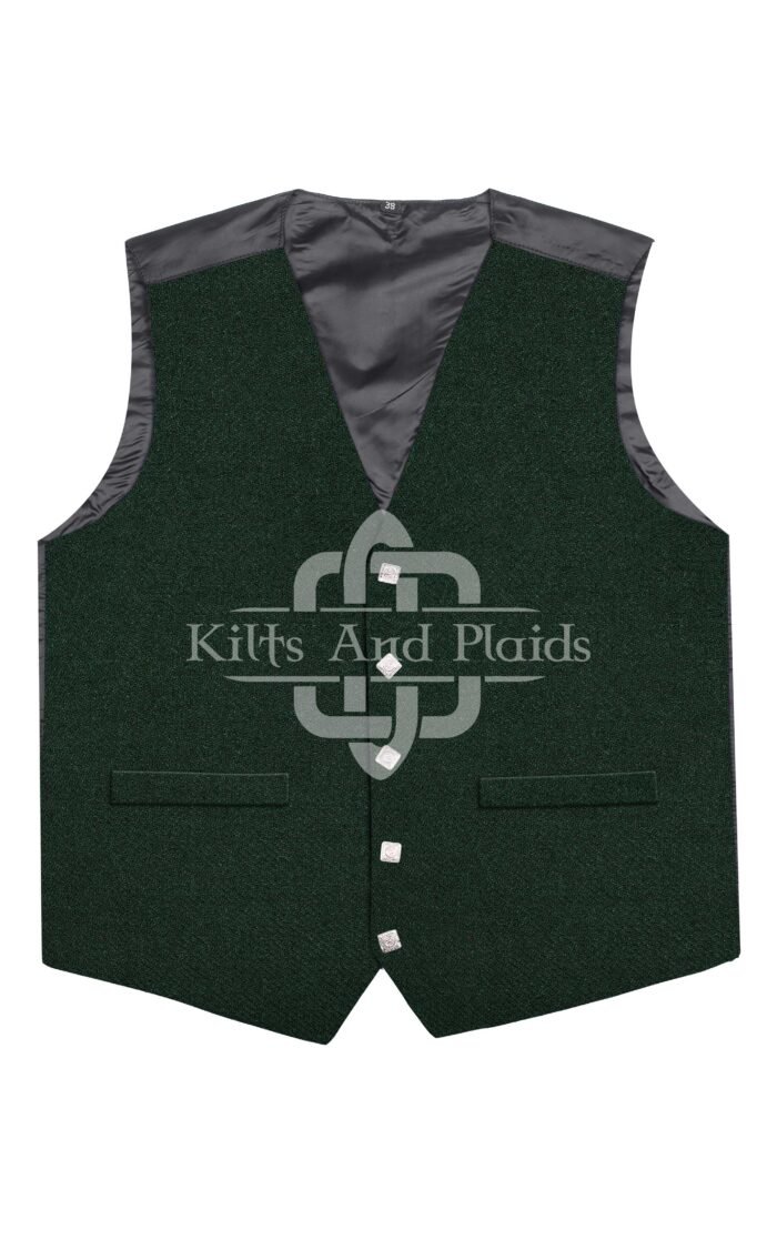 Solid Green Wool Argyll Vest