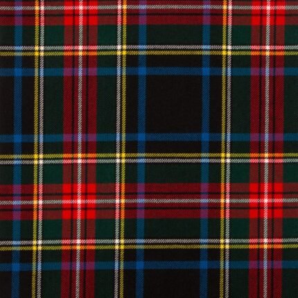 Stewart Black Modern Tartan Fabric
