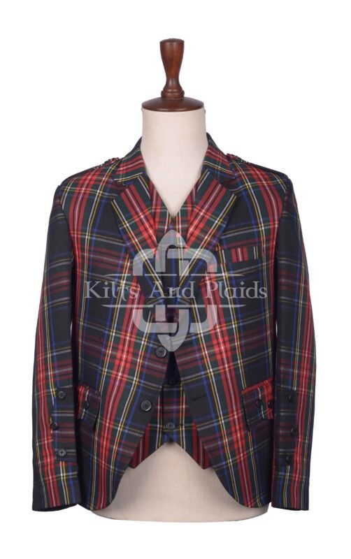 Stewart Black Tartan Argyll Jacket