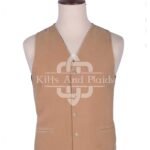 Tan Velvet 5 Buttons Argyll Waistcoat
