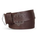 Trinity Knots Embossed Brown Kilt Belt