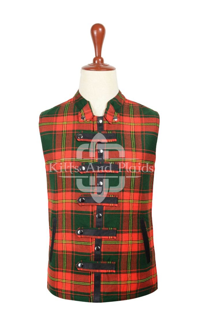 Ulster Red Tartan Punk Rock Waistcoat