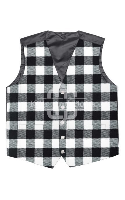 White Black Rob Roy Tartan Argyll Vest