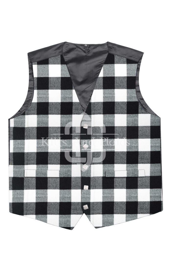 White Black Rob Roy Tartan Argyll Vest