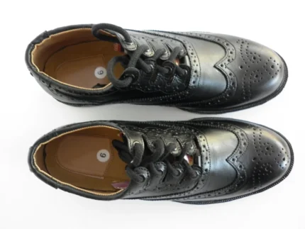 Ghillie Brogues Synthetic Black Leather Kilt Shoes