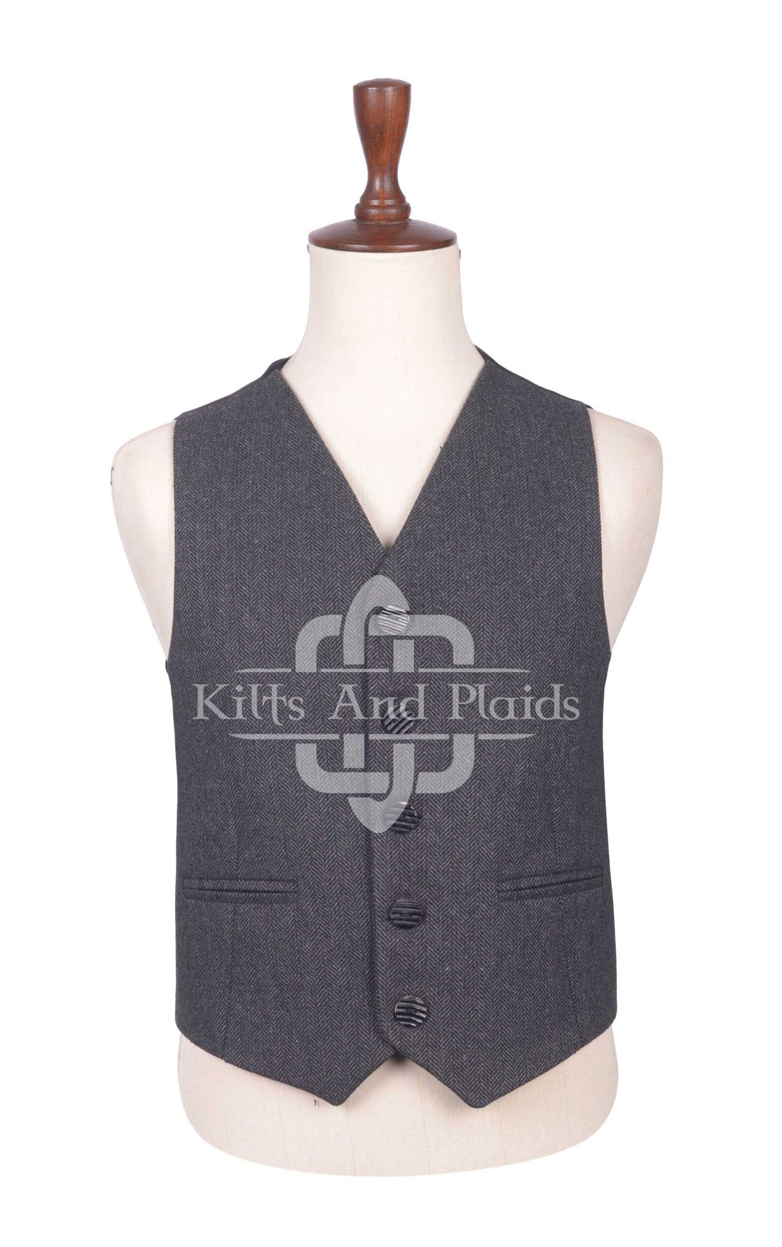 Charcoal Gray Tweed Argyll Waistcoat
