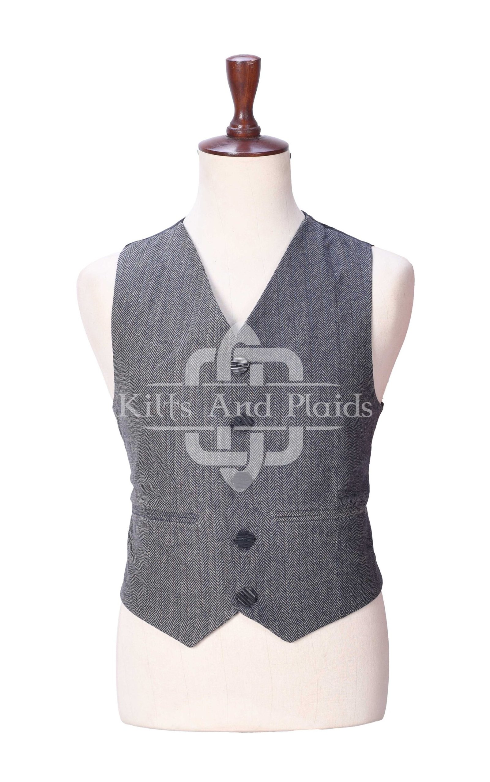 Gray Tweed 5 Buttons Argyll Waistcoat
