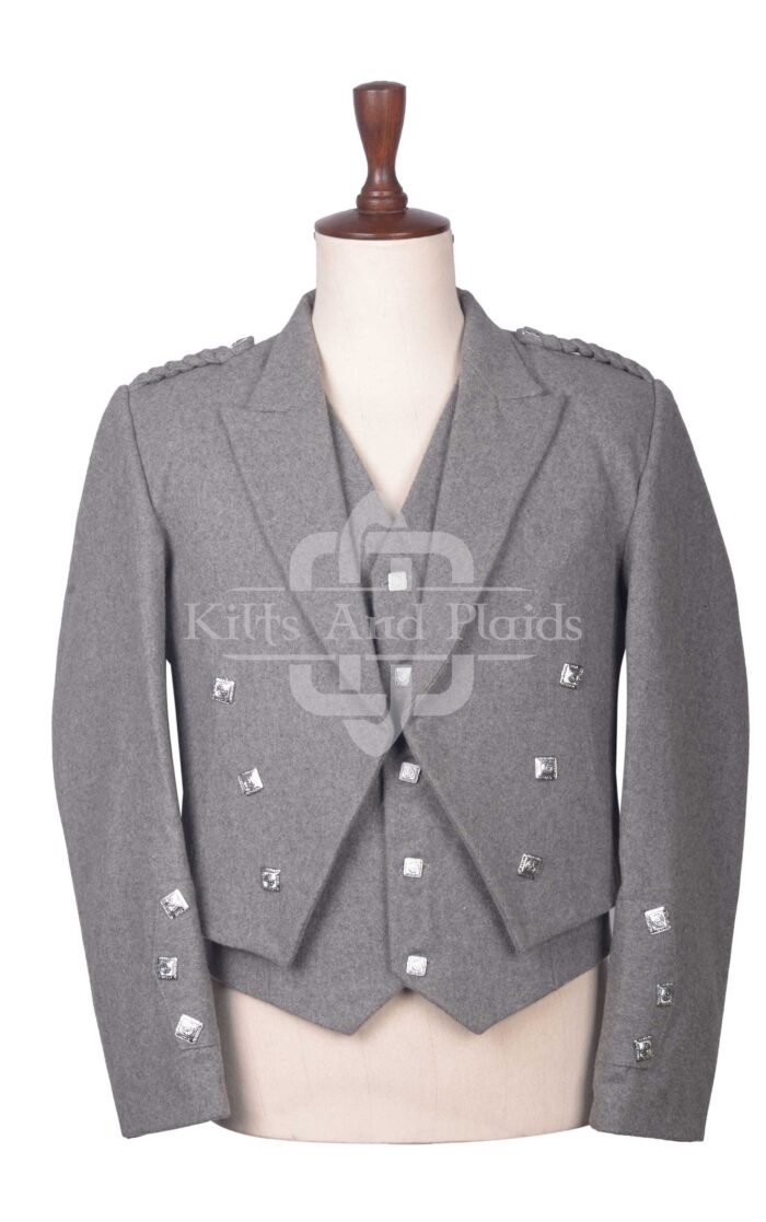 Gray Wool Prince Charlie Jacket and Waistcoat
