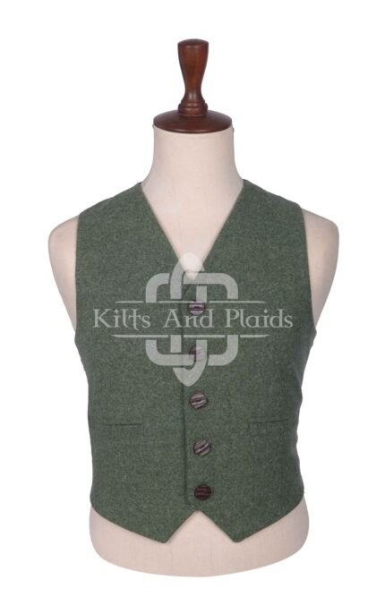 Lovat Green Melton Wool Argyll Waistcoat