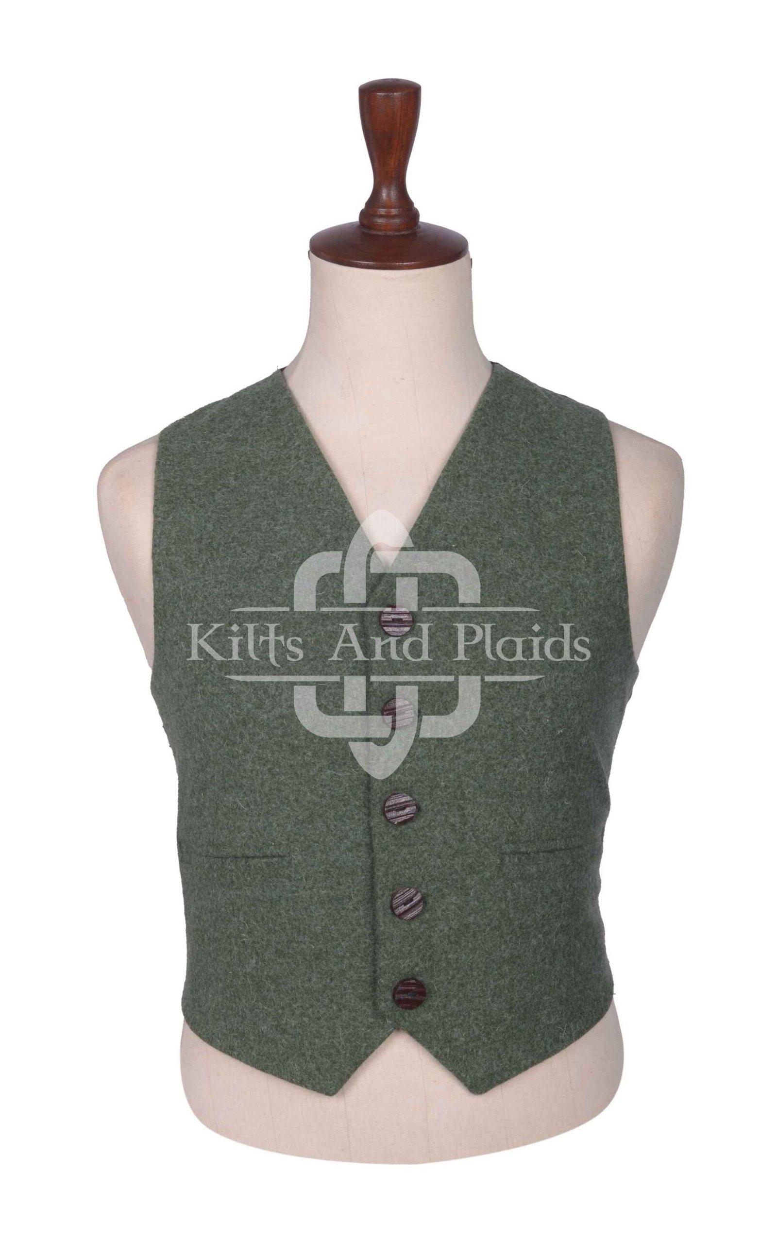Lovat Green Melton Wool Argyll Waistcoat