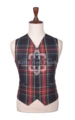 Stewart Black Tartan Argyll Waistcoat