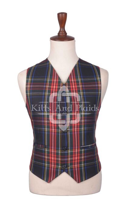 Stewart Black Tartan Argyll Waistcoat