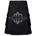 Black Cotton Gothic Kilt with Chains