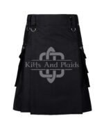 Black Cotton Gothic Kilt with Chains