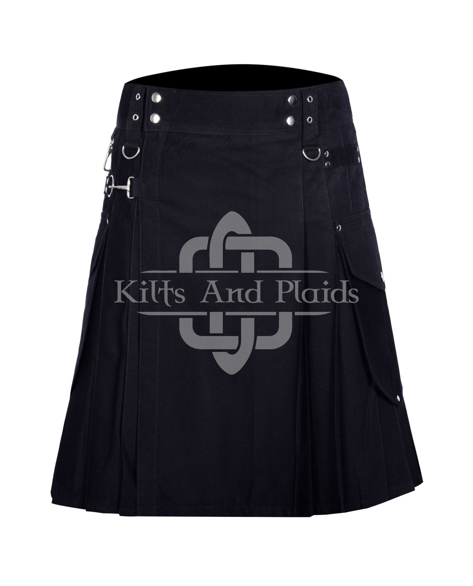 Black Utility Cotton Kilt