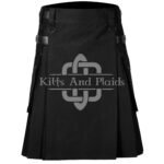 Black Utility Cotton Kilt