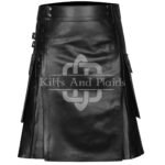 Black Leather Utility Kilt