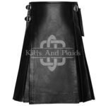 Black Leather 8 yard Kilt