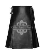 Black Leather 8 yard Kilt