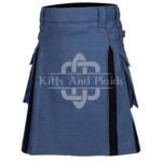 Lovat Blue Wool and Black Wool Hybrid Kilt