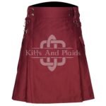 Maroon Utility Cotton Kilt