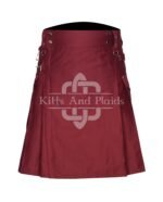 Maroon Utility Cotton Kilt