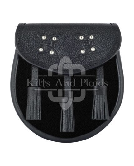 Solid Black Tartan Sporran