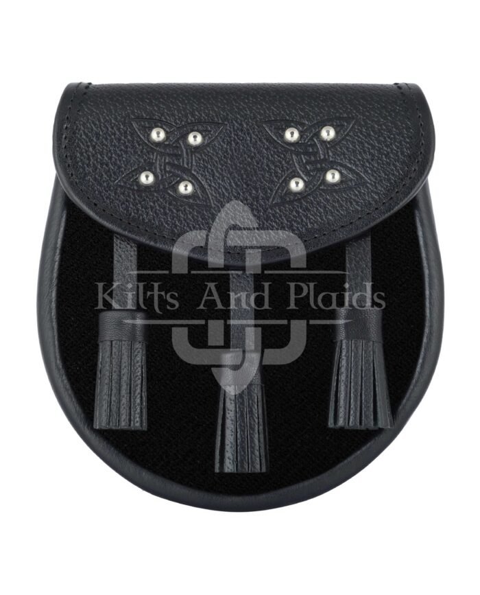 Solid Black Tartan Sporran