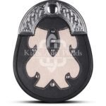 Black Leather White Fur Hunting Sporran