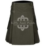 Olive Green Utility Cotton Kilt