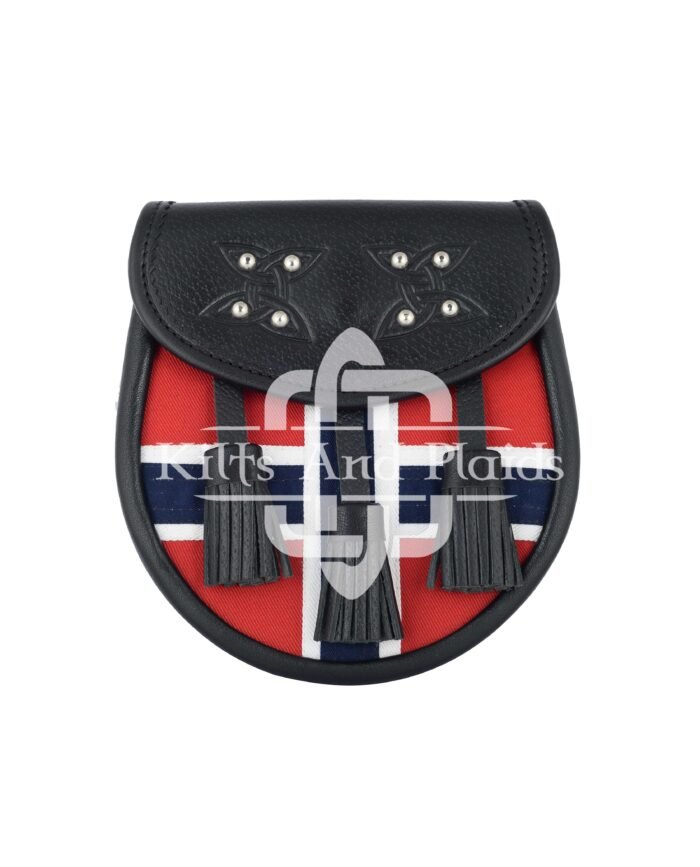 Scottish Semi Dress Leather Flag Sporran
