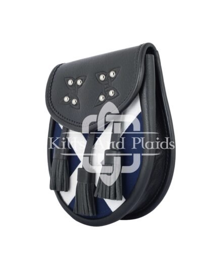 Scottish Semi Dress Leather Scotland Flag Sporran
