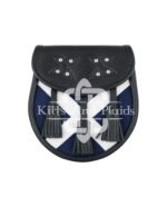 Scottish Semi Dress Leather Scotland Flag Sporran