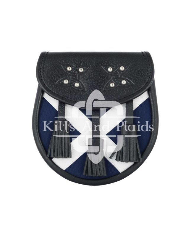 Scottish Semi Dress Leather Scotland Flag Sporran
