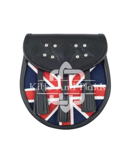 Scottish Semi Dress Leather UK Flag Sporran