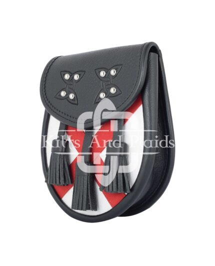 Scottish Semi Dress Leather St Andrew's Flag Sporran