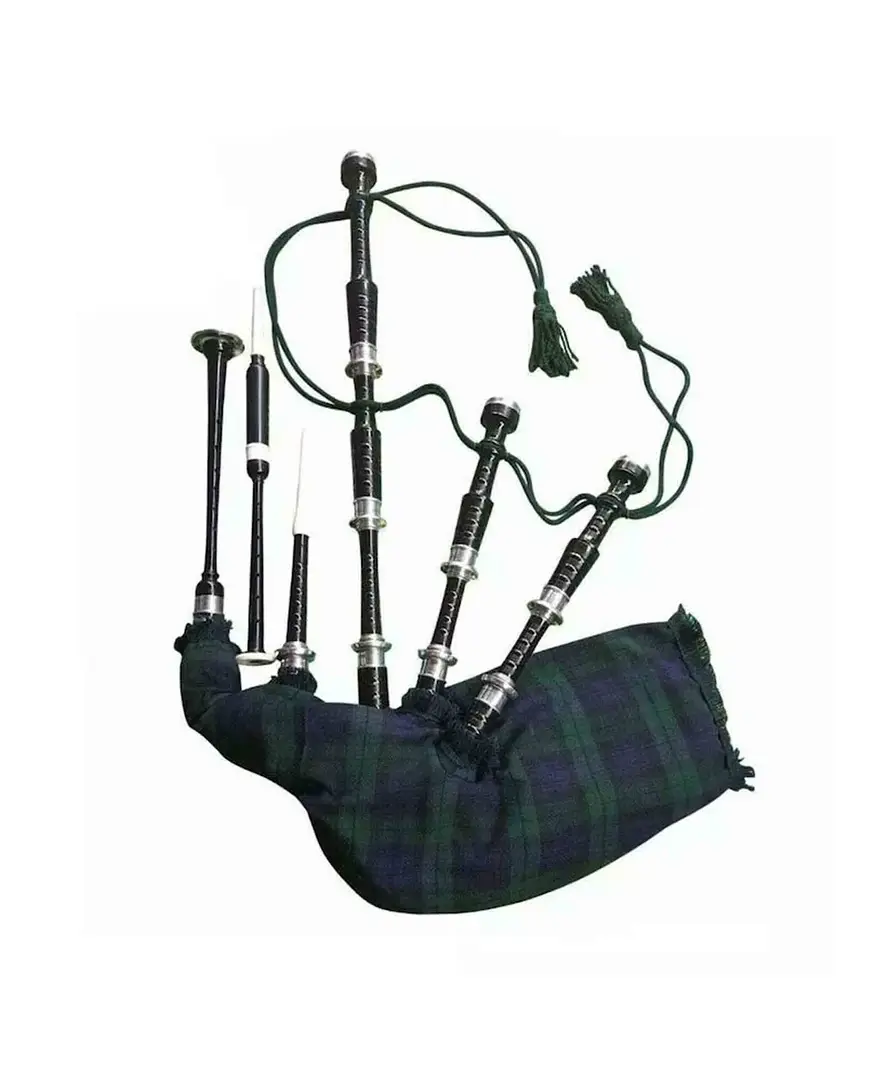 Scottish Highland Bagpipe Silver Mounts Black watch Scottish Highland Bagpipe Silver Mounts Black watch