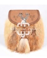Brown Leather Stag Head Real Fur Sami Dress Sporran