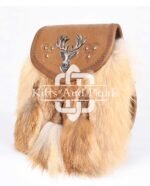 Brown Leather Stag Head Real Fur Sami Dress Sporran