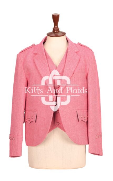 Women's Pink Subtle herringbone blazer Jacket and waistcoat