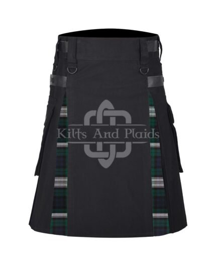 Black Watch Tartan Black Cotton Hybrid Utility Kilt