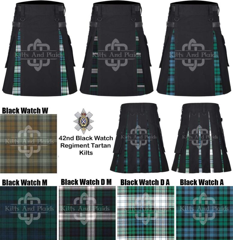 Black Watch Tartan Black Cotton Hybrid Utility Kilt
