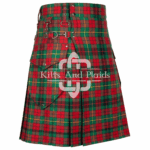 Men’s tartan utility kilt with cargo pockets and adjustable straps Side view