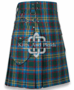 Men’s tartan utility kilt with cargo pockets and adjustable straps Side view
