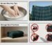 A step-by-step infographic illustrating wool kilt maintenance, featuring four clean vector icons: spot cleaning a kilt with a damp cloth, hanging a kilt flat by the waistband to air dry, rolling a kilt for breathable storage, and a warning icon over a hot iron to prevent scorching.