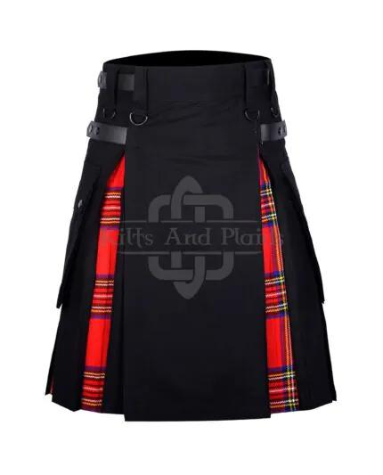 Black Cotton Royal Stewart Hybrid Kilt