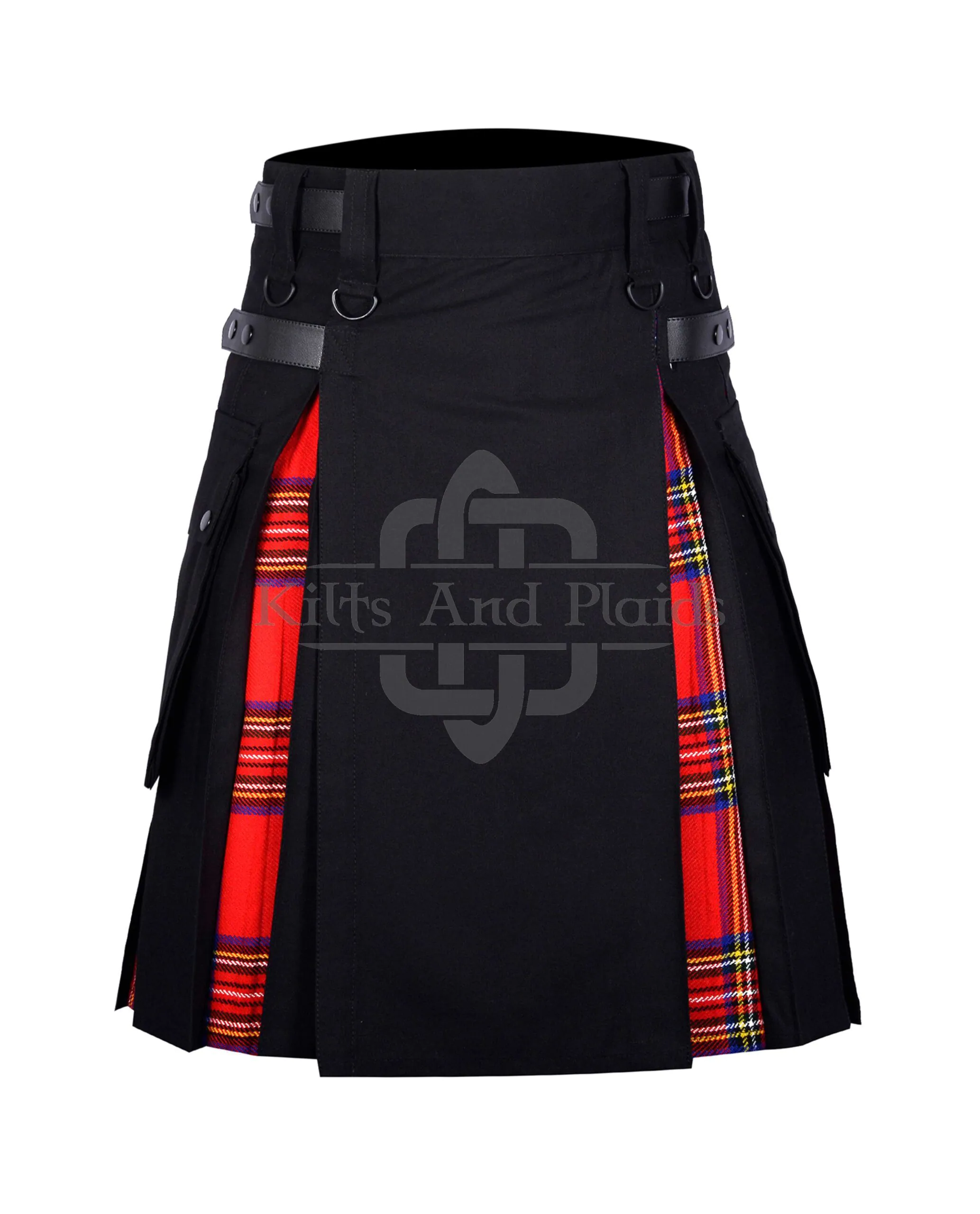 Black Cotton Royal Stewart Hybrid Kilt